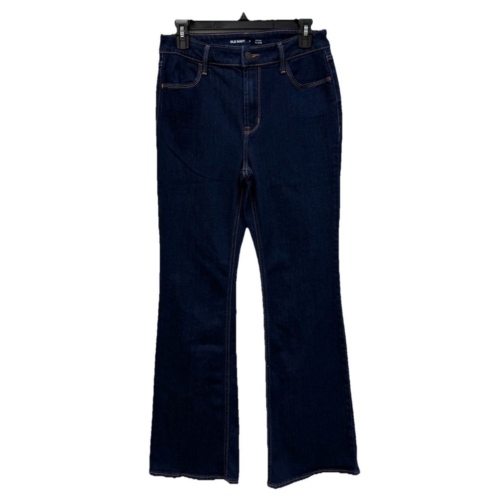 Old Navy High Rise Flare Jeans Womens Size 6 Dark Wash Stretch Denim Pants